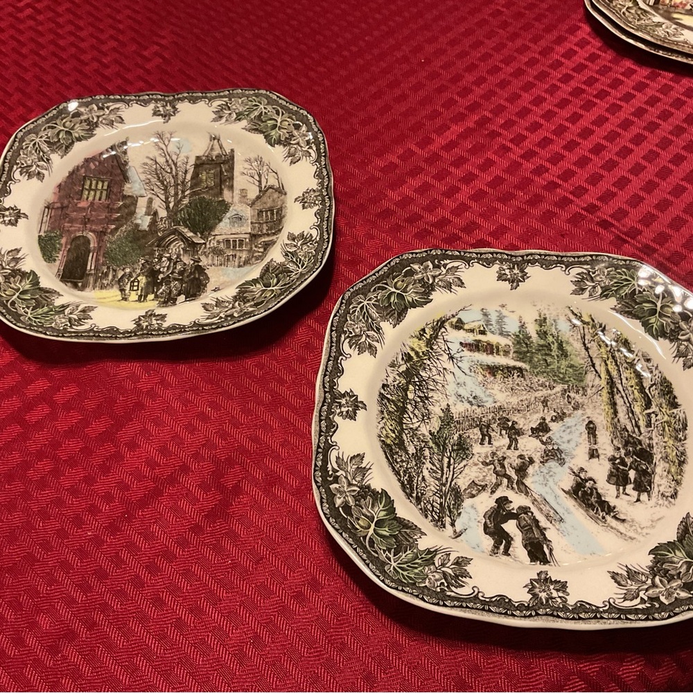 2 Johnson Brothers Victorian Salad Plates for winter/Christmas